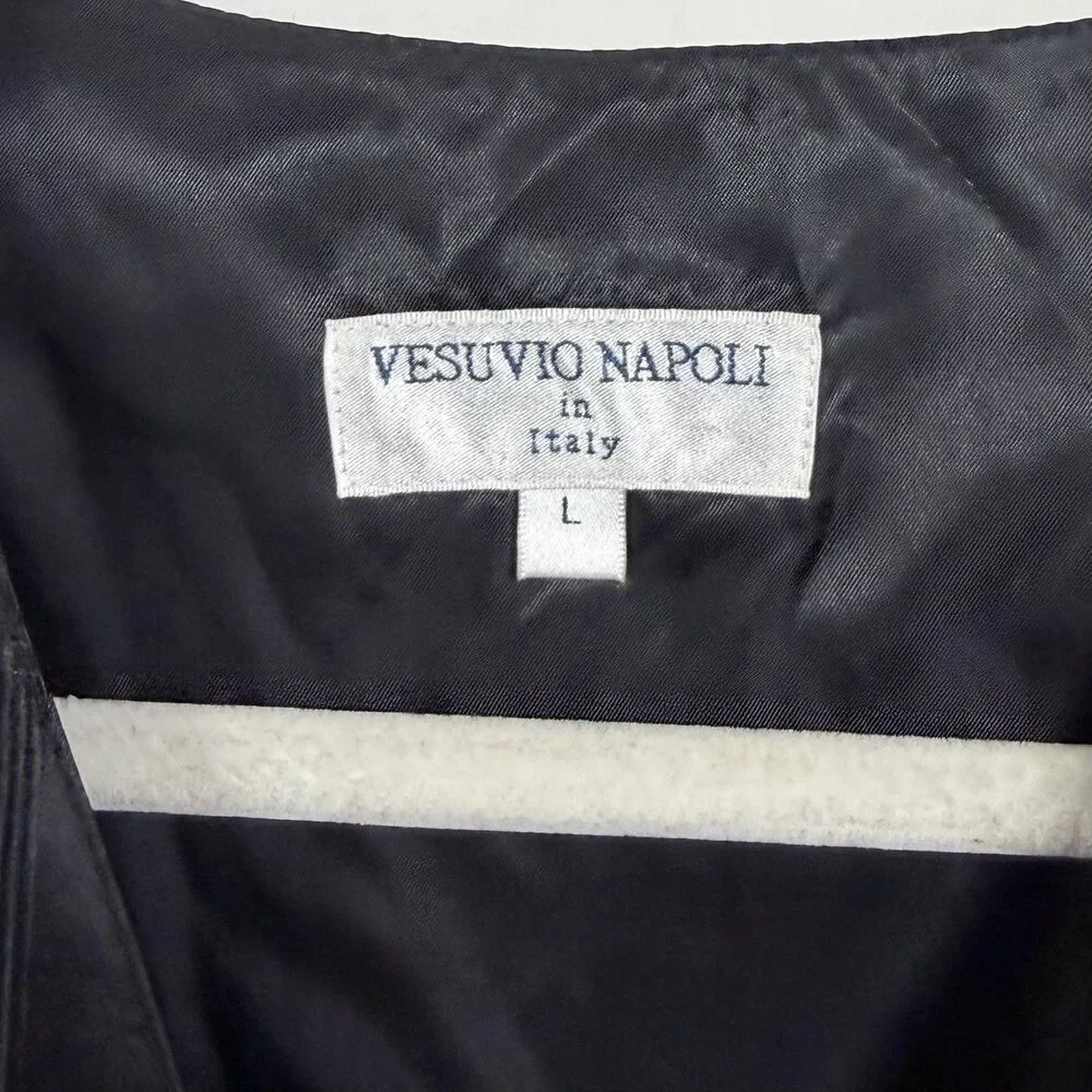 Vesuvio Napoli Men's Sz L Black Dress Vest Woven Striped Design Made In Italy